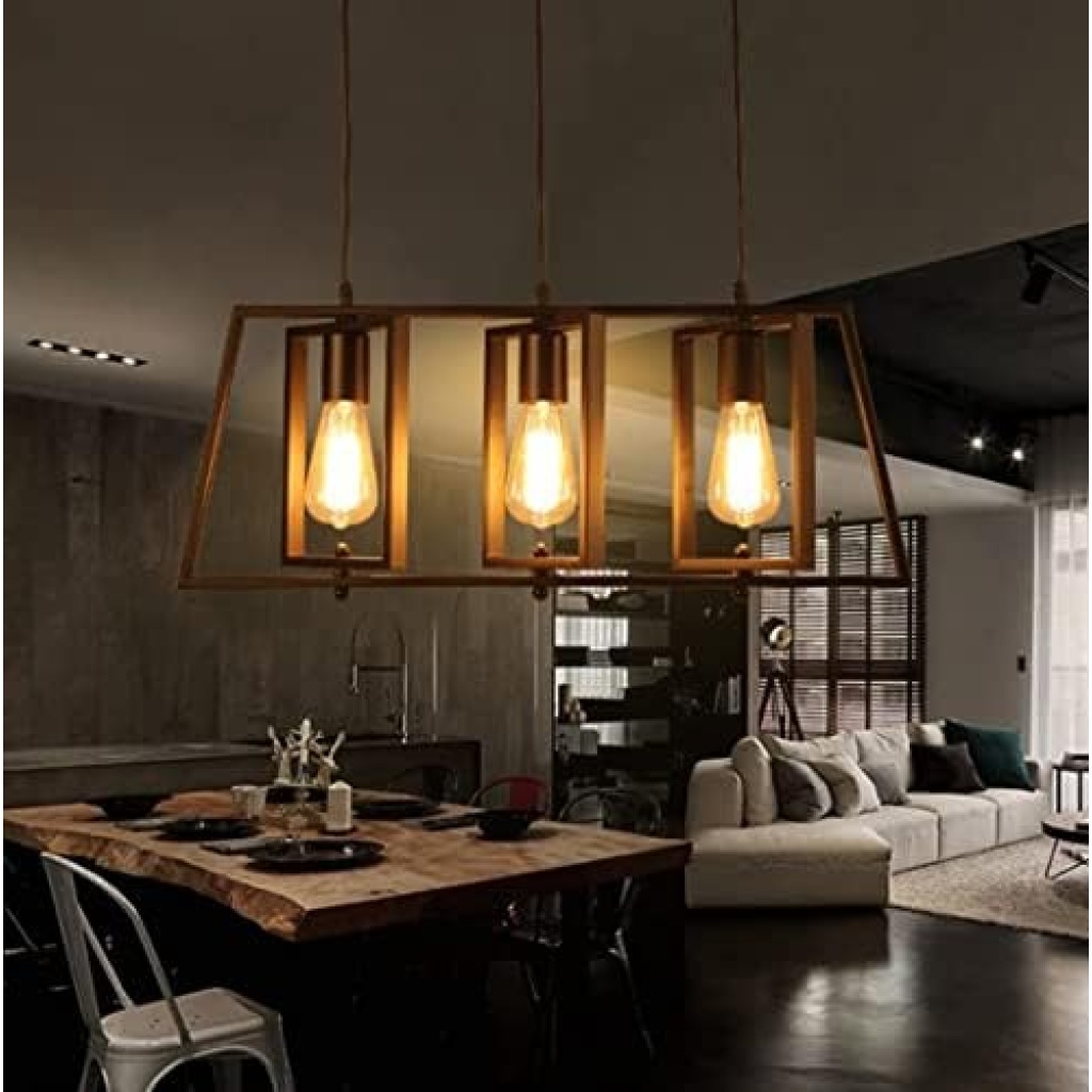 Industrial Iron Geometric Light Style Multi-Light Pendant Light | Hanging Chandelier Ceiling Fixture - Image 3