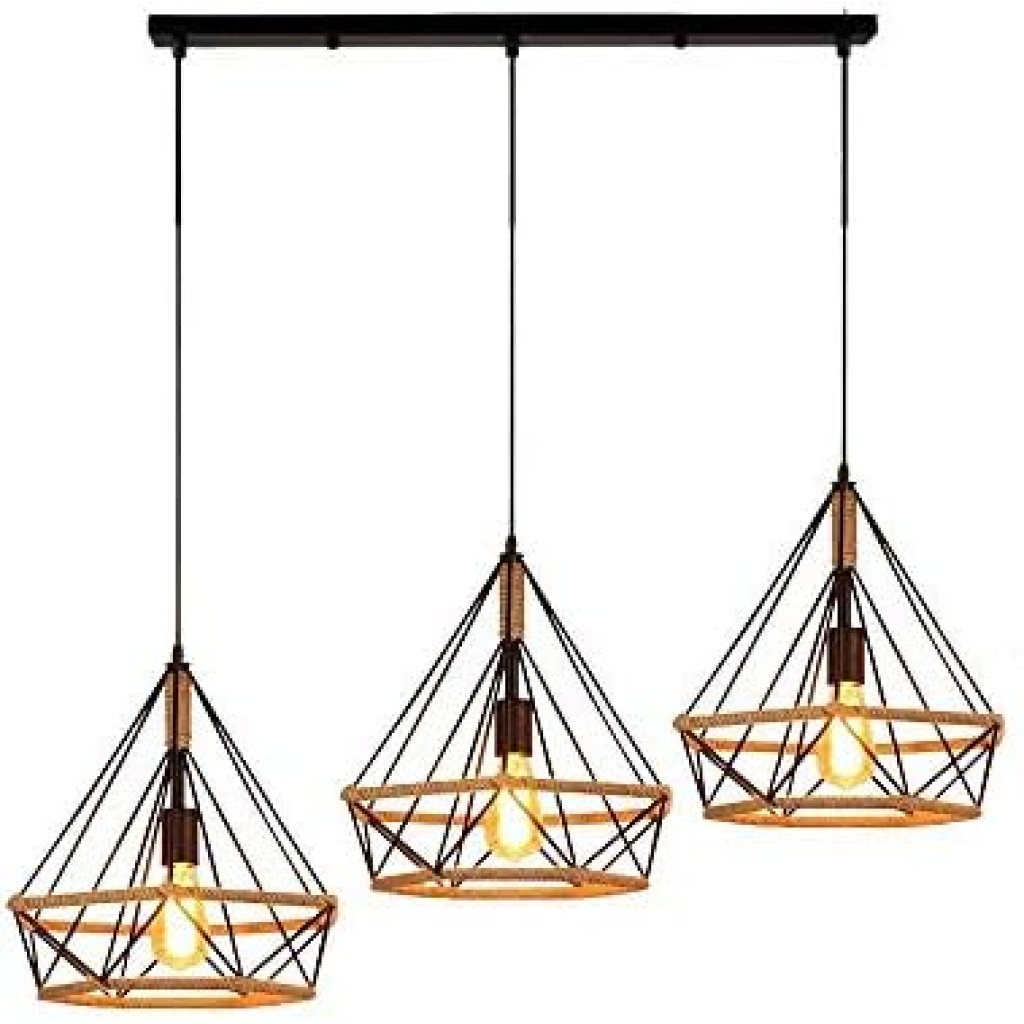 Vintage Pendant Hemp Rope Lamp FazNova Iron Chandelier | Rustic & Durable Lighting for Elegant Interiors