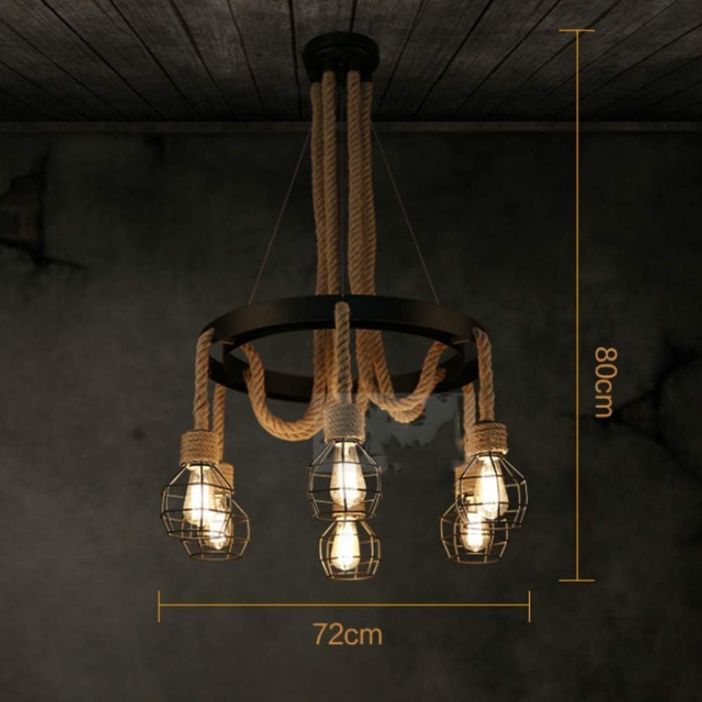American Creative Iron Cage FazNova Hemp Rope Chandelier| Rustic & Eco-Friendly Lighting for Unique Interiors