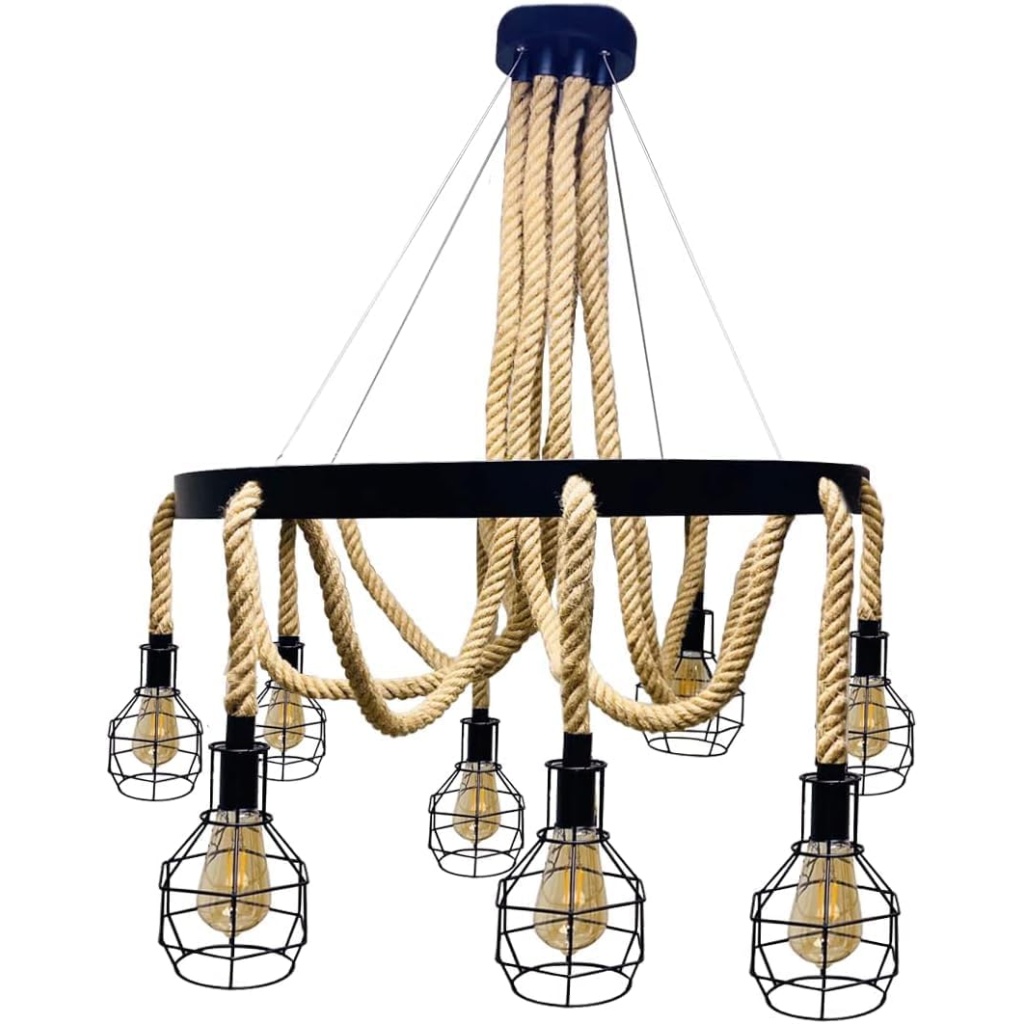 8Light American Creative Iron Cage Pendant Light Fixture FazNova Lighting | Energy-Efficient & Long-Lasting Illumination