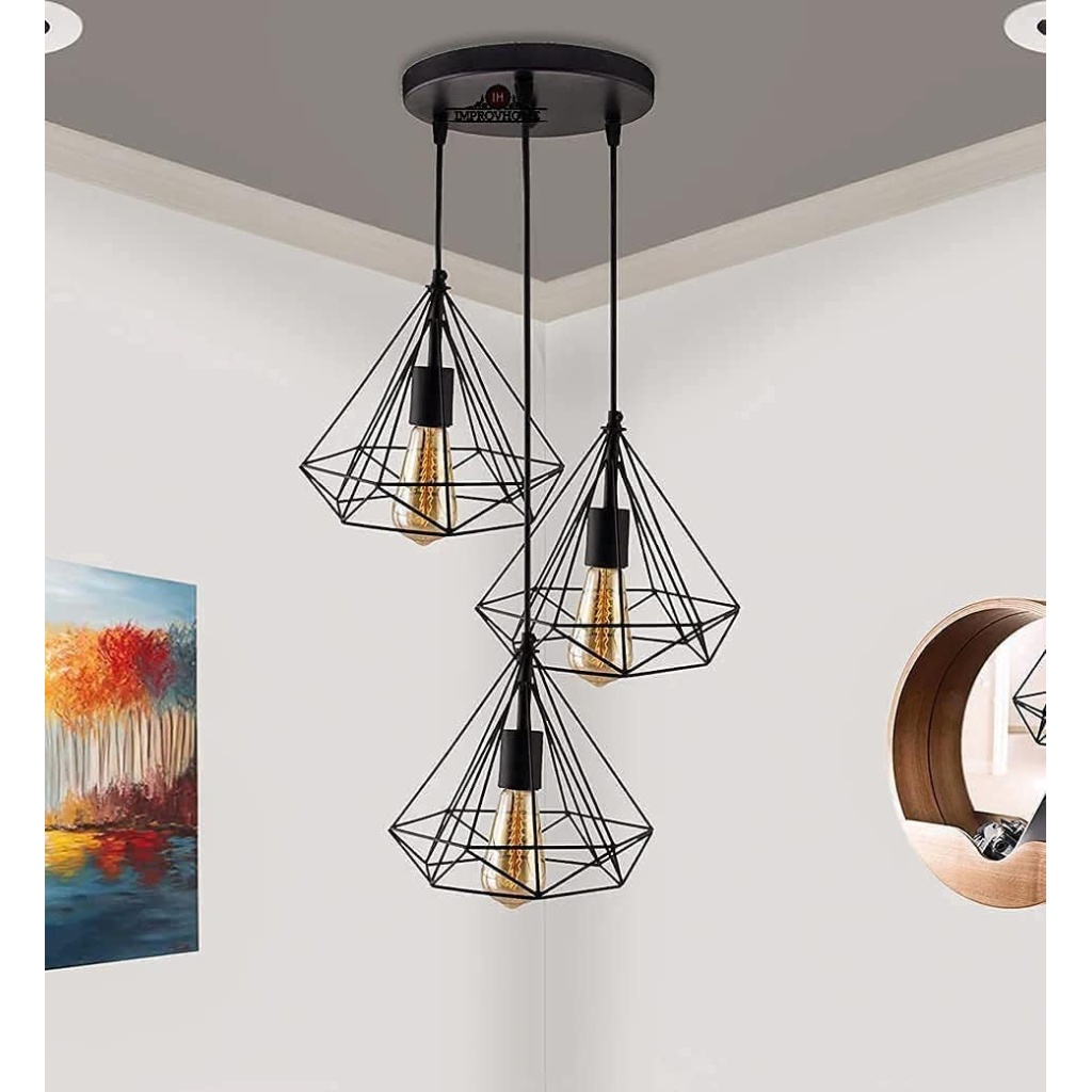 Diamond Cluster Pendant Light FazNova Iron Chandelier | Rustic & Durable Lighting for Elegant Interiors