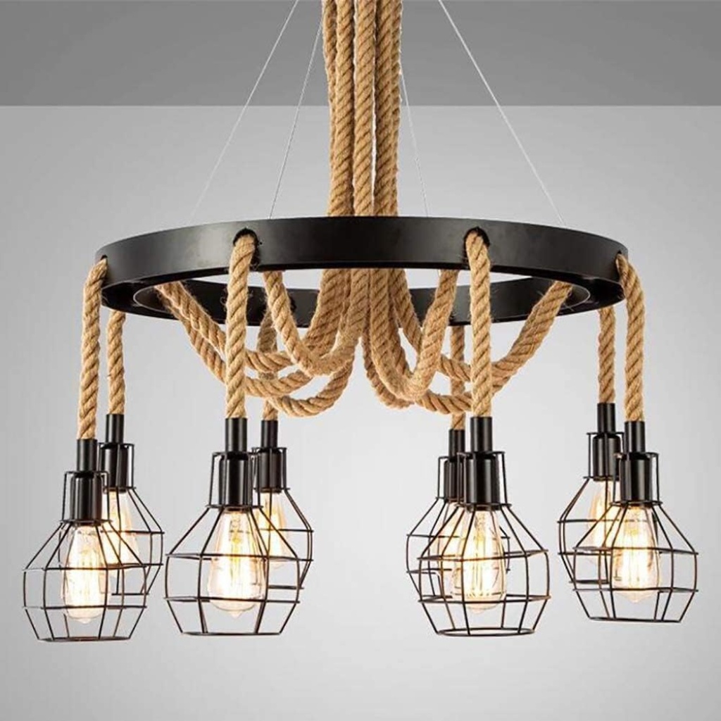 8Light American Creative Iron Cage Pendant Light Fixture FazNova Lighting | Energy-Efficient & Long-Lasting Illumination