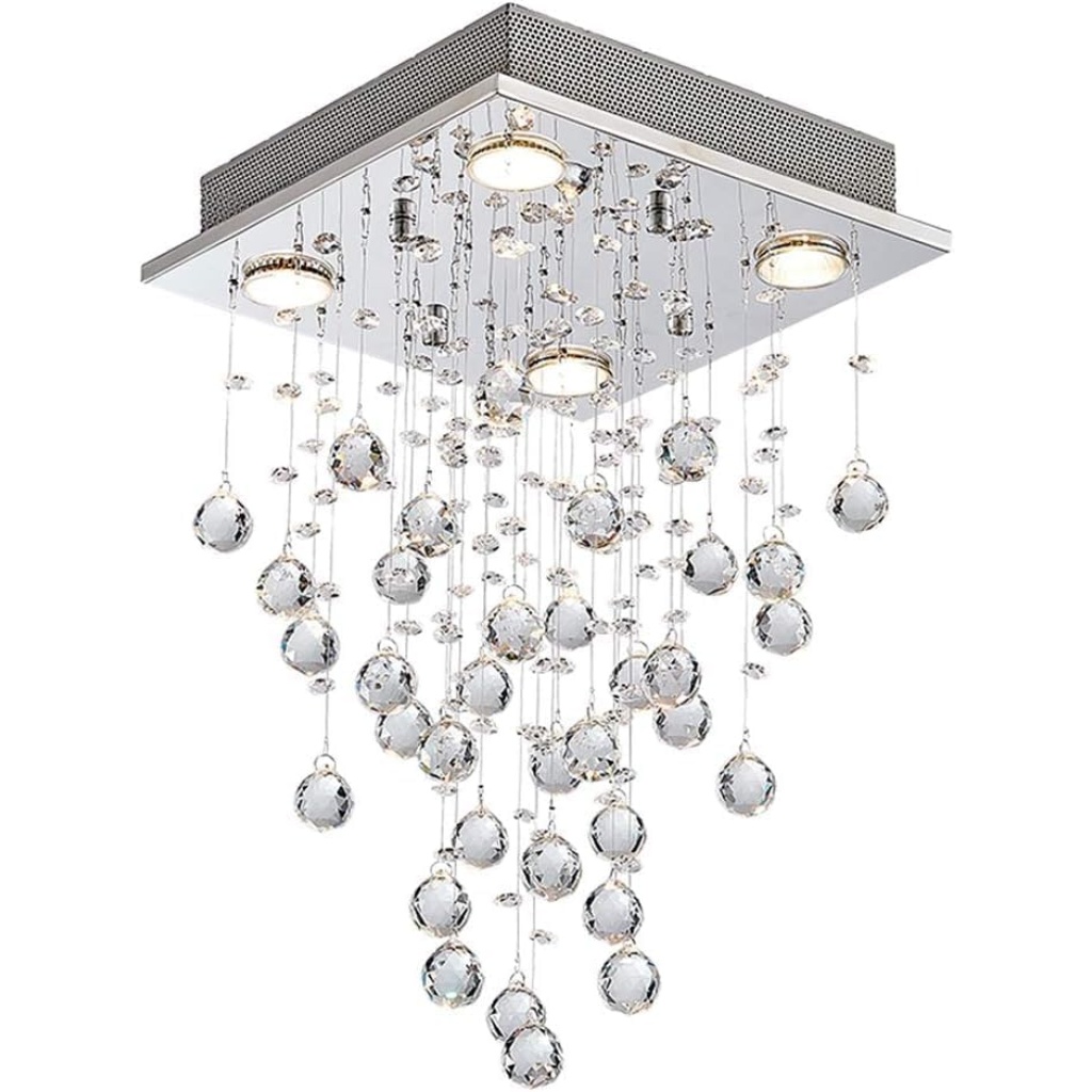 Modern Crystal Square Raindrop FazNova Ceiling Chandelier | Elegant & Modern Lighting for Sophisticated Interiors