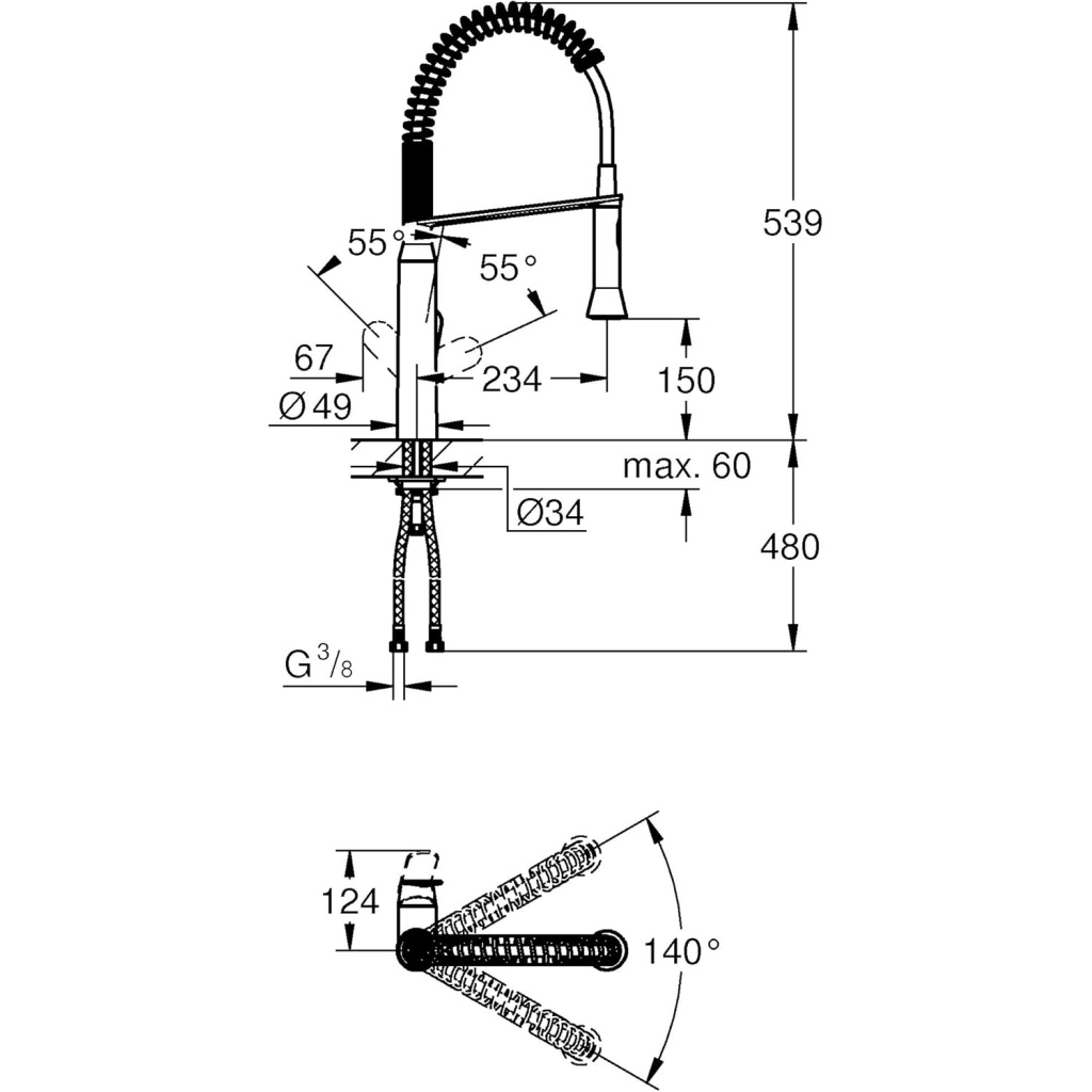 Grohe Single Lever Sink Mixer 1/2" Kitchen Fixtures 31379000