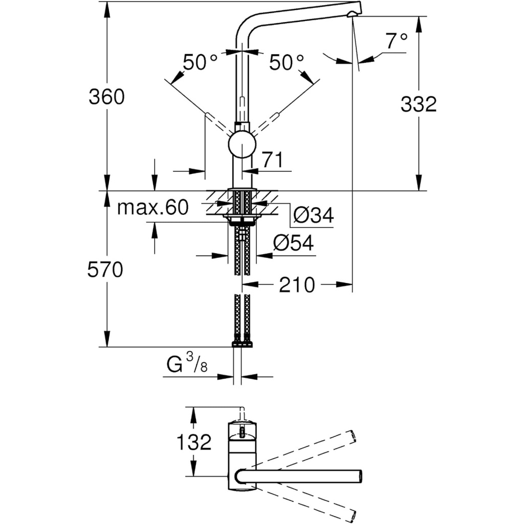 Grohe 31536001 Kitchen Tap Single Lever Sink Mixer | Sleek & Durable Faucet for Kitchens & Bathrooms