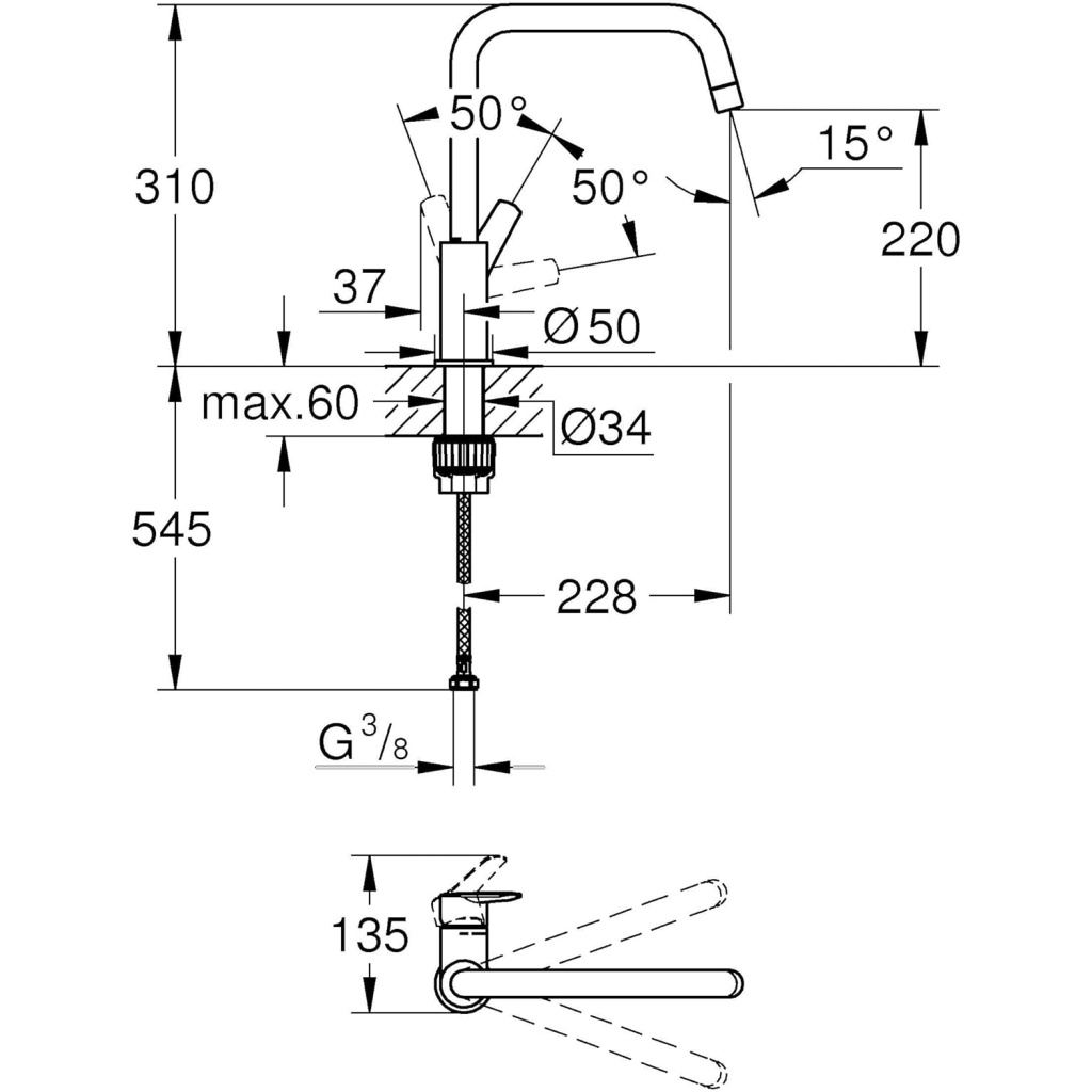 GROHE Start QuickFix Single-Lever Kitchen Sink Mixer Tap