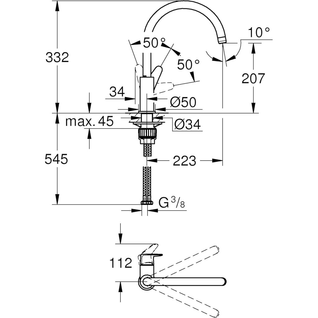 Grohe 31536001 Kitchen Tap Single Lever Sink Mixer | Sleek & Durable Faucet for Kitchens & Bathrooms