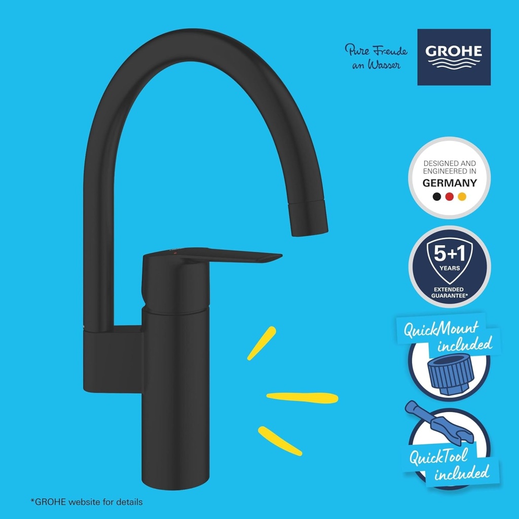 GROHE Start Sink Tap Single Lever Sink Mixer | Sleek & Durable Faucet for Kitchens & Bathrooms