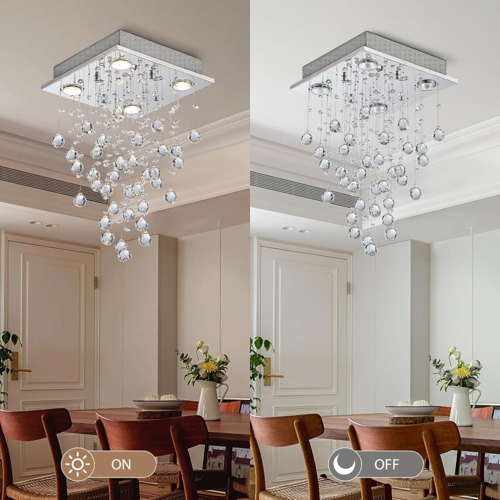 Modern Crystal Square Raindrop FazNova Ceiling Chandelier | Elegant & Modern Lighting for Sophisticated Interiors