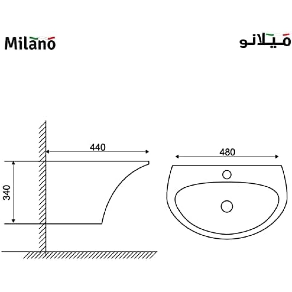 Milano Wall Hung Wash Basin | Sleek & Durable Faucet for Kitchens & Bathrooms