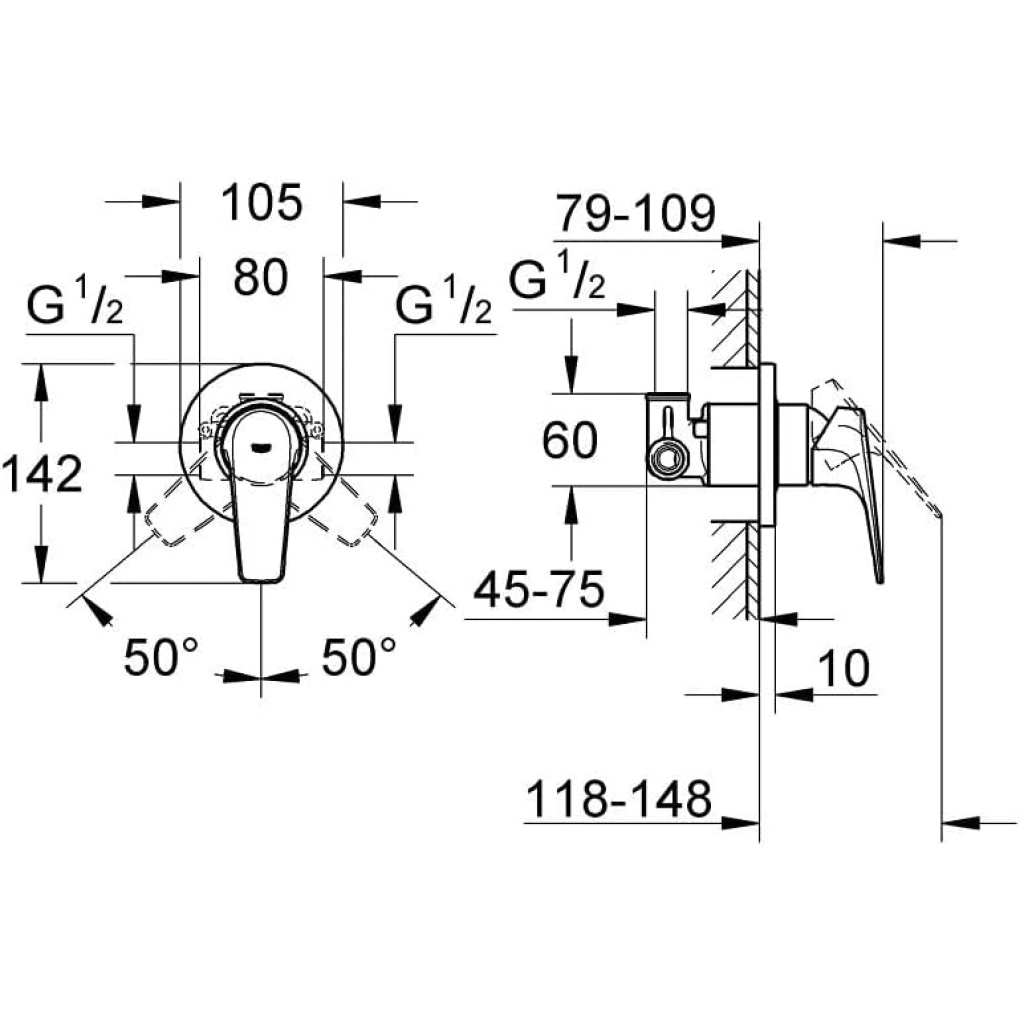 Grohe Bauclassic Single-Lever Shower Mixer