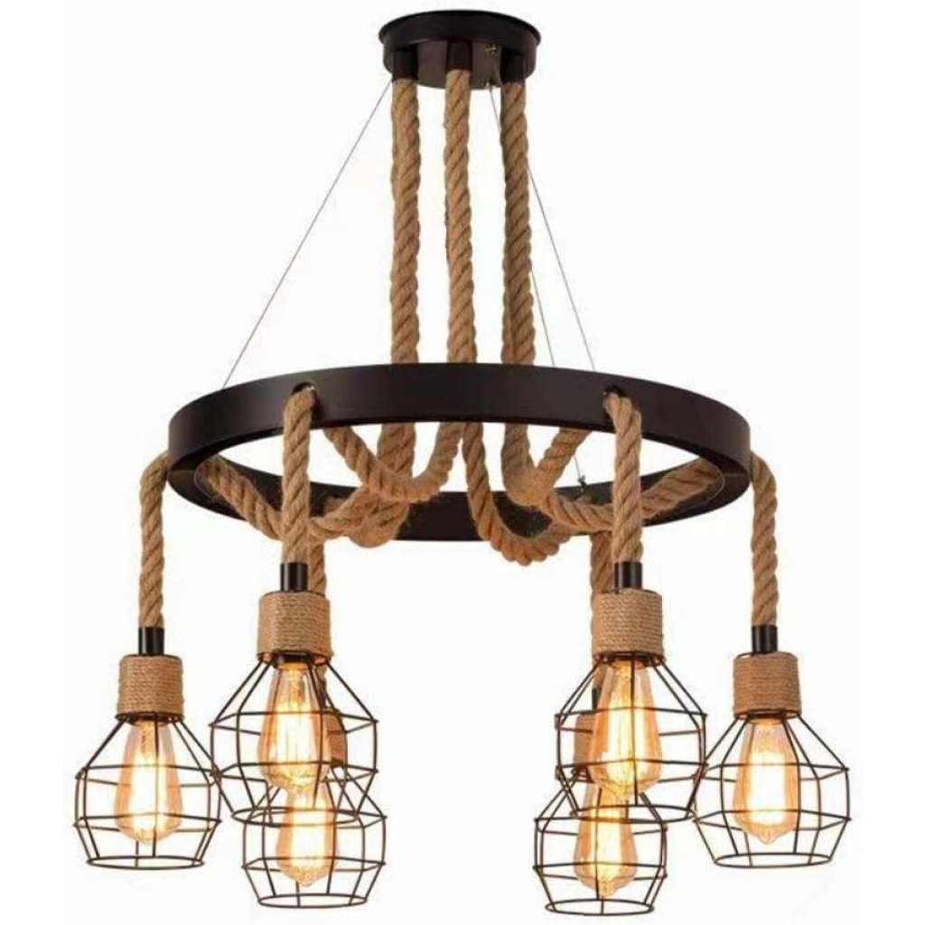 Farmhouse Hemp Rope Chandelier | FazNova Hemp Rope Chandelier| Rustic & Eco-Friendly Lighting for Unique Interiors