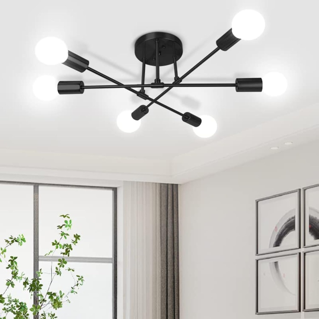 6-Lights Black Chandelier FazNova Ceiling Chandelier | Elegant & Modern Lighting for Sophisticated Interiors