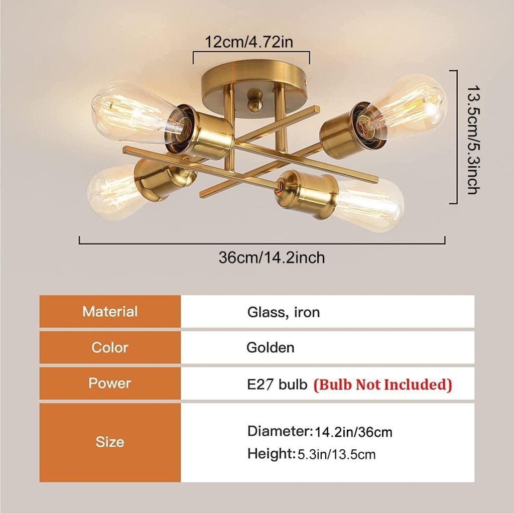 Gold Modern Ceiling Light | FazNova Ceiling Chandelier | Elegant & Modern Lighting for Sophisticated Interiors