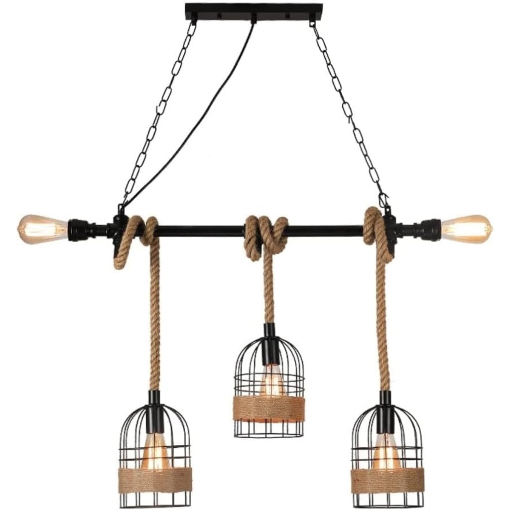 Farmhouse Hemp Rope Chandelier | FazNova Hemp Rope Chandelier| Rustic & Eco-Friendly Lighting for Unique Interiors