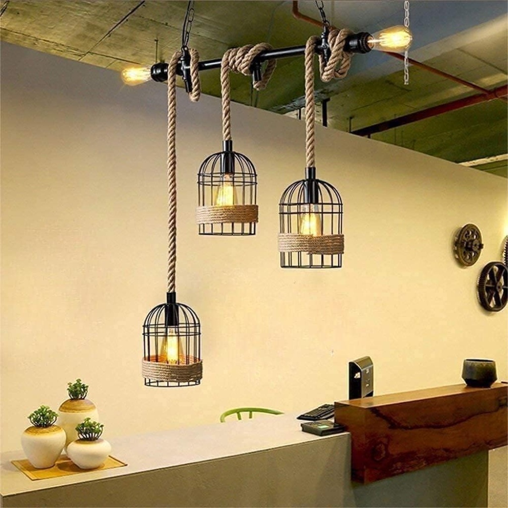 Farmhouse Hemp Rope Chandelier | FazNova Hemp Rope Chandelier| Rustic & Eco-Friendly Lighting for Unique Interiors