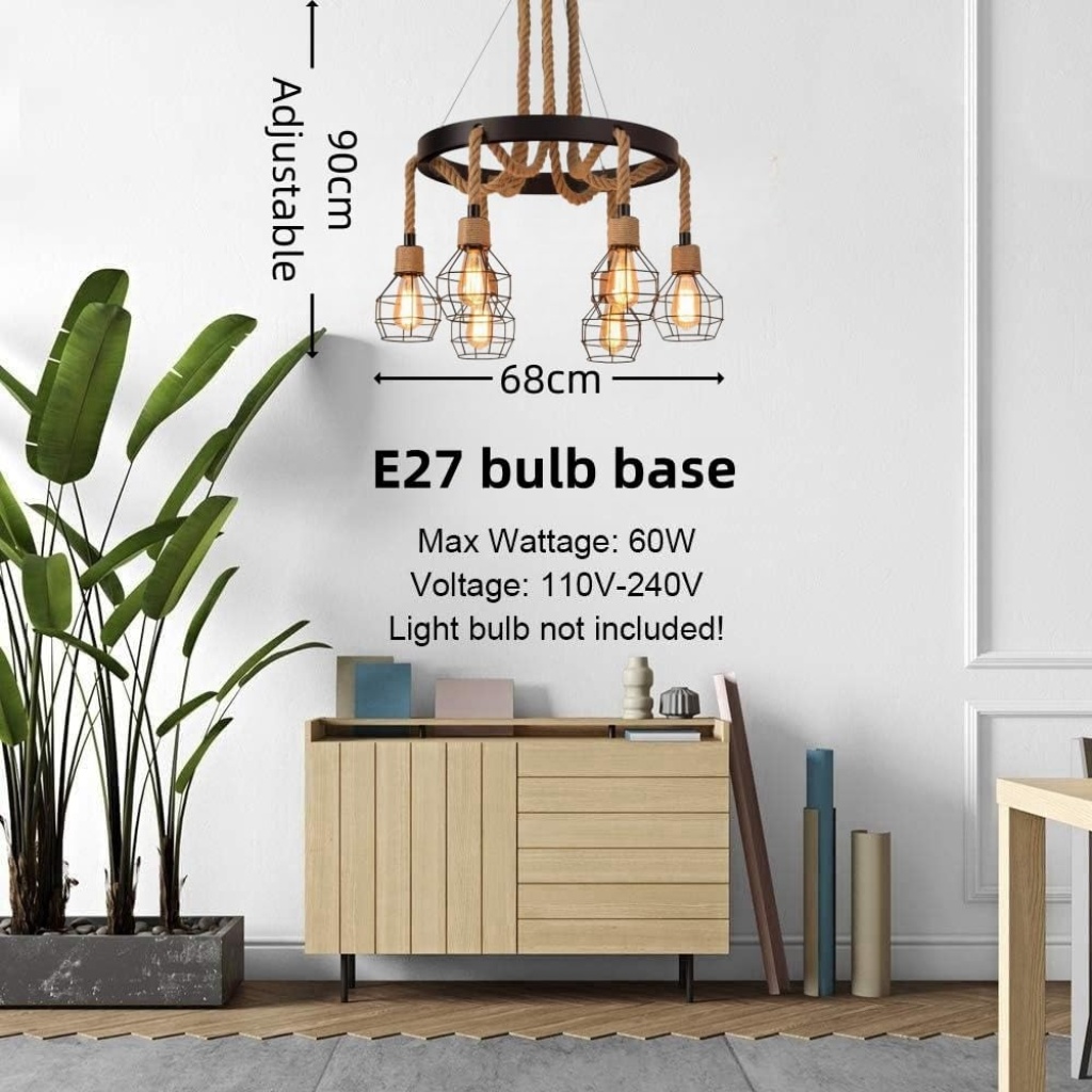 FazNova Hemp Rope Chandelier| Rustic & Eco-Friendly Lighting for Unique Interiors