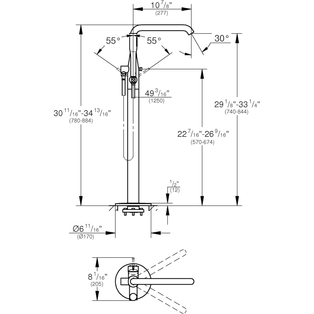 GROHE Essence Floor Mounted Bath Mixer
