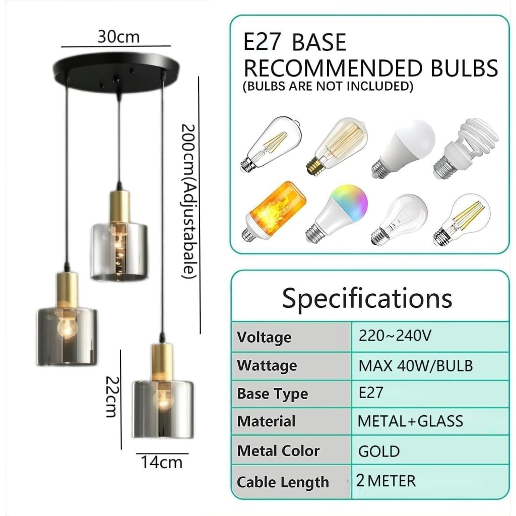 Gray Glass Pendant Light | LIGHTING LED Chandeliers | FazNova Ceiling Chandelier | Elegant & Modern Lighting for Sophisticated Interiors