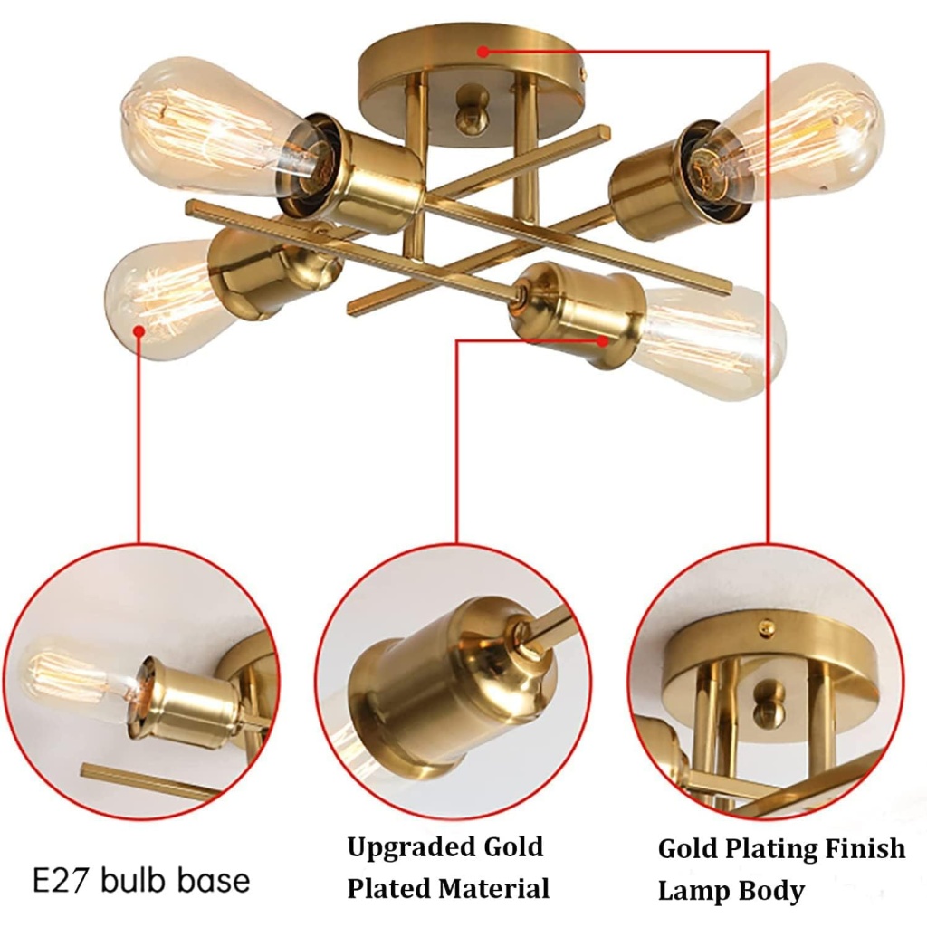 Gold Modern Ceiling Light | FazNova Ceiling Chandelier | Elegant & Modern Lighting for Sophisticated Interiors