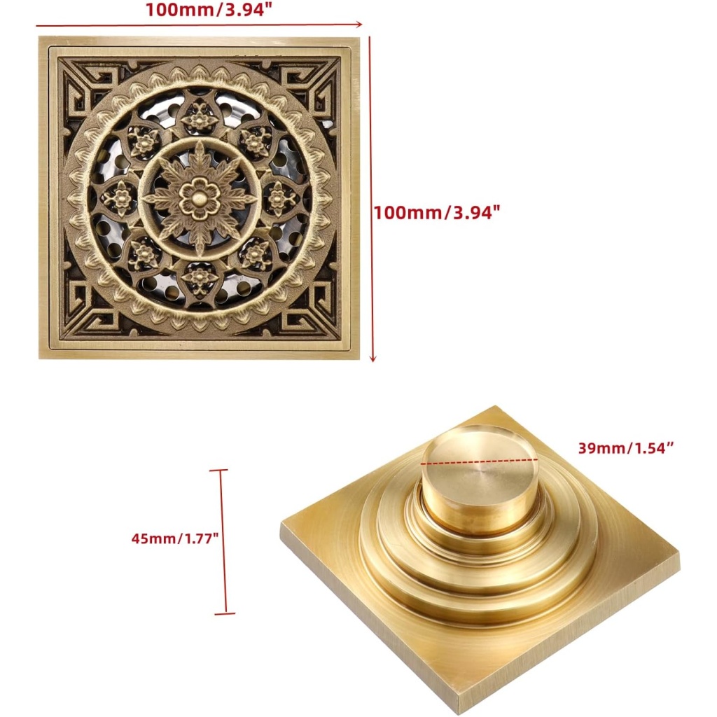 WDONAY Square Shower Drain 4 Inch Tiles Drain | Durable & Efficient Water Drainage Solution for Floors