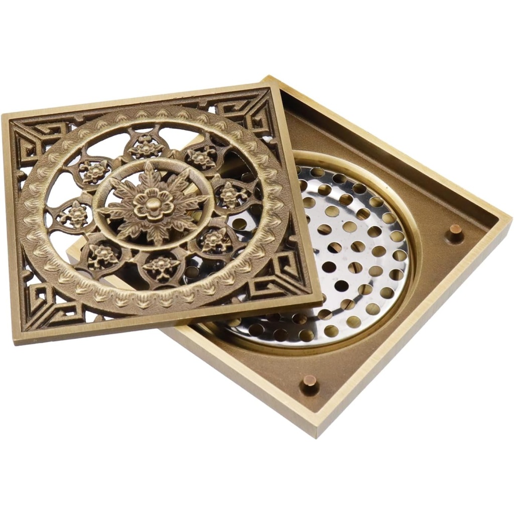 WDONAY Square Shower Drain 4 Inch Tiles Drain | Durable & Efficient Water Drainage Solution for Floors