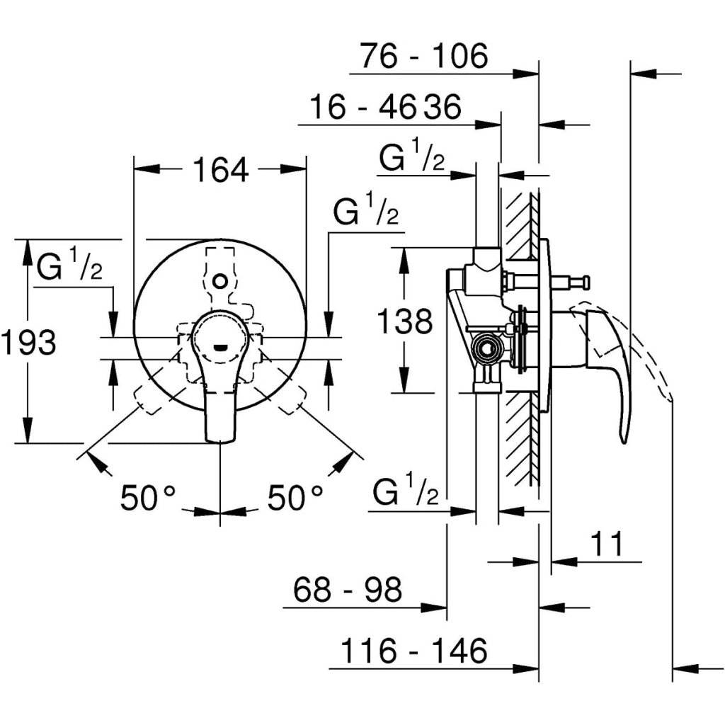 GROHE Eurosmart Bath Trim Shower/Bath Diverter | 33305002