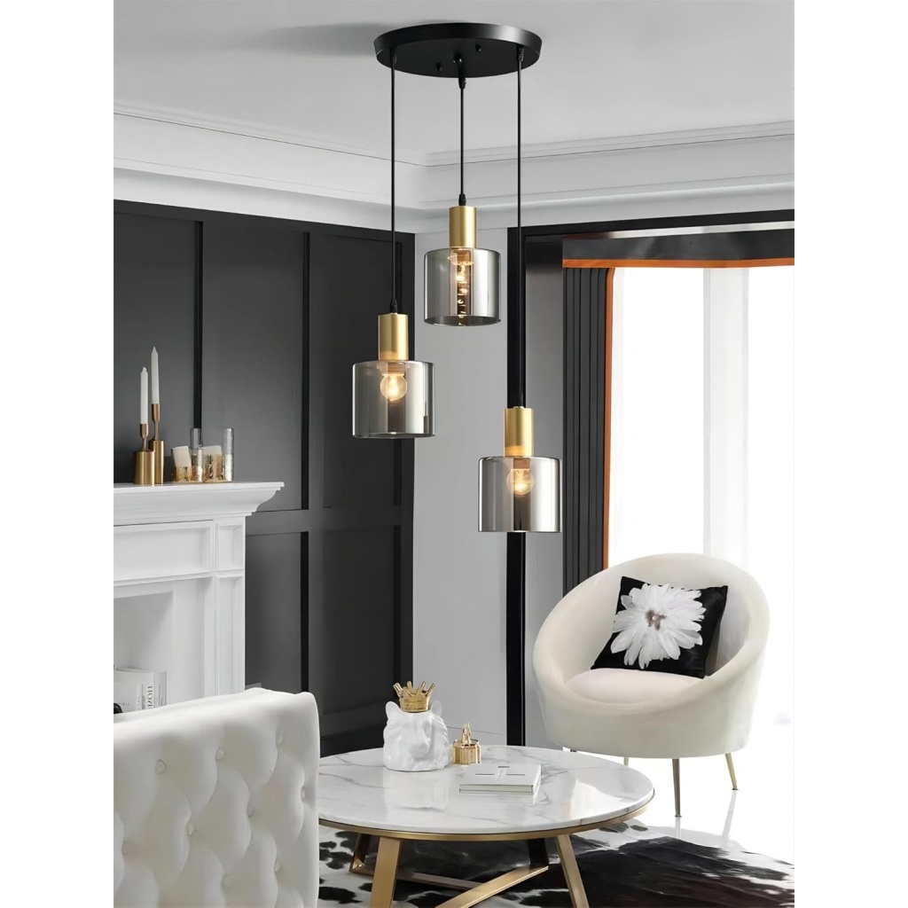 Gray Glass Pendant Light | LIGHTING LED Chandeliers | FazNova Ceiling Chandelier | Elegant & Modern Lighting for Sophisticated Interiors