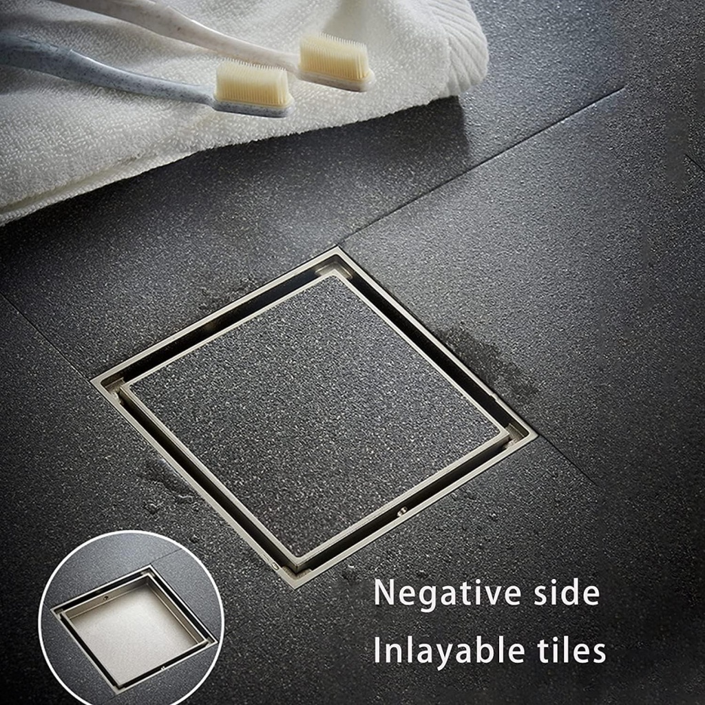 Brass Shower Floor Drain: The Top Cover Is Removable And Designed To Fit Tiles, Creating An Almost Invisible, Modern Look For Your Shower Floor.