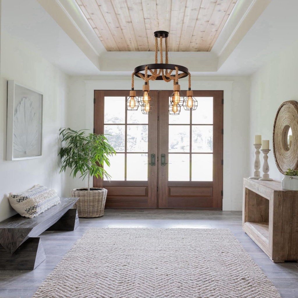FazNova Hemp Rope Chandelier| Rustic & Eco-Friendly Lighting for Unique Interiors