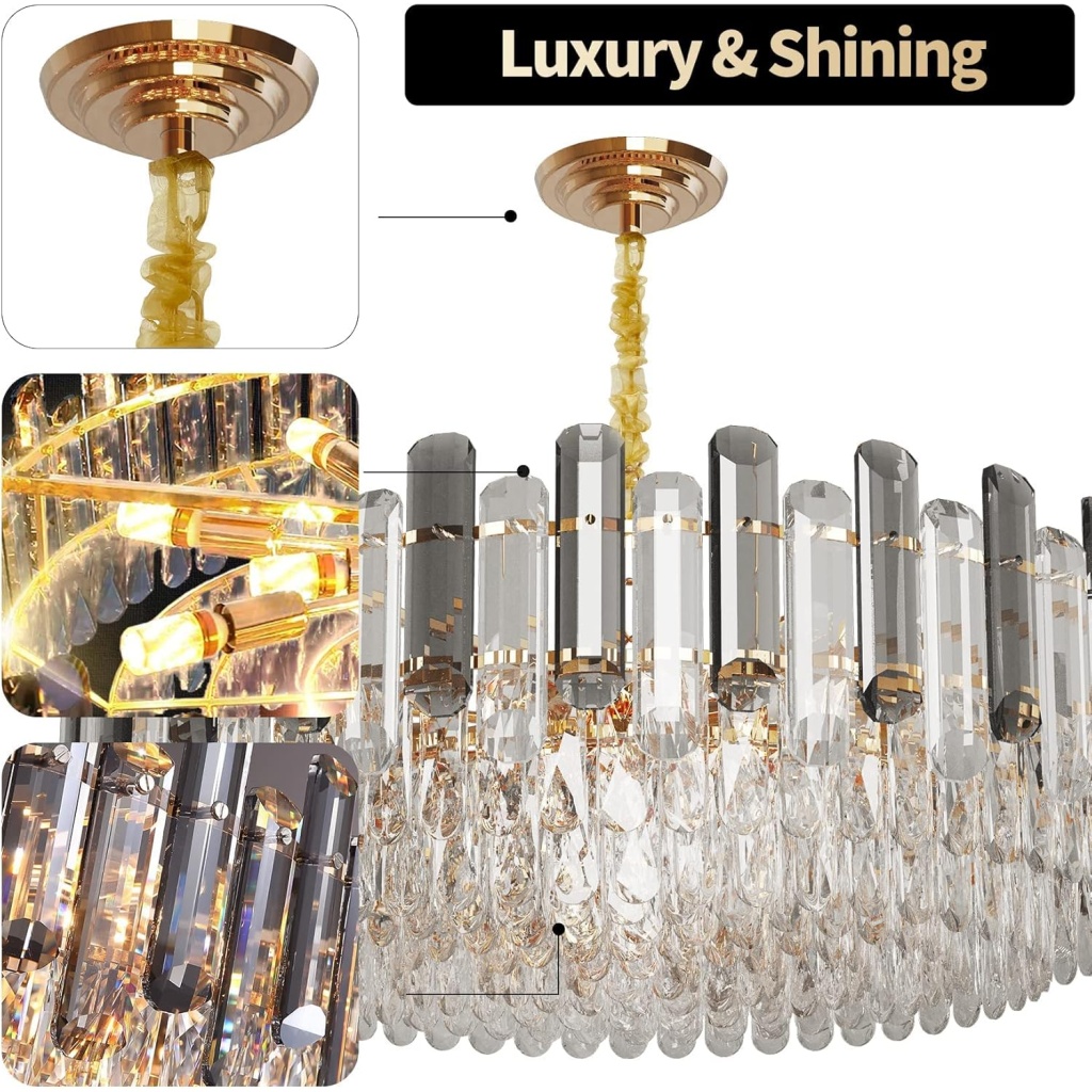 Luxury Round Crystal Chandelier | FazNova Ceiling Chandelier | Elegant & Modern Lighting for Sophisticated Interiors