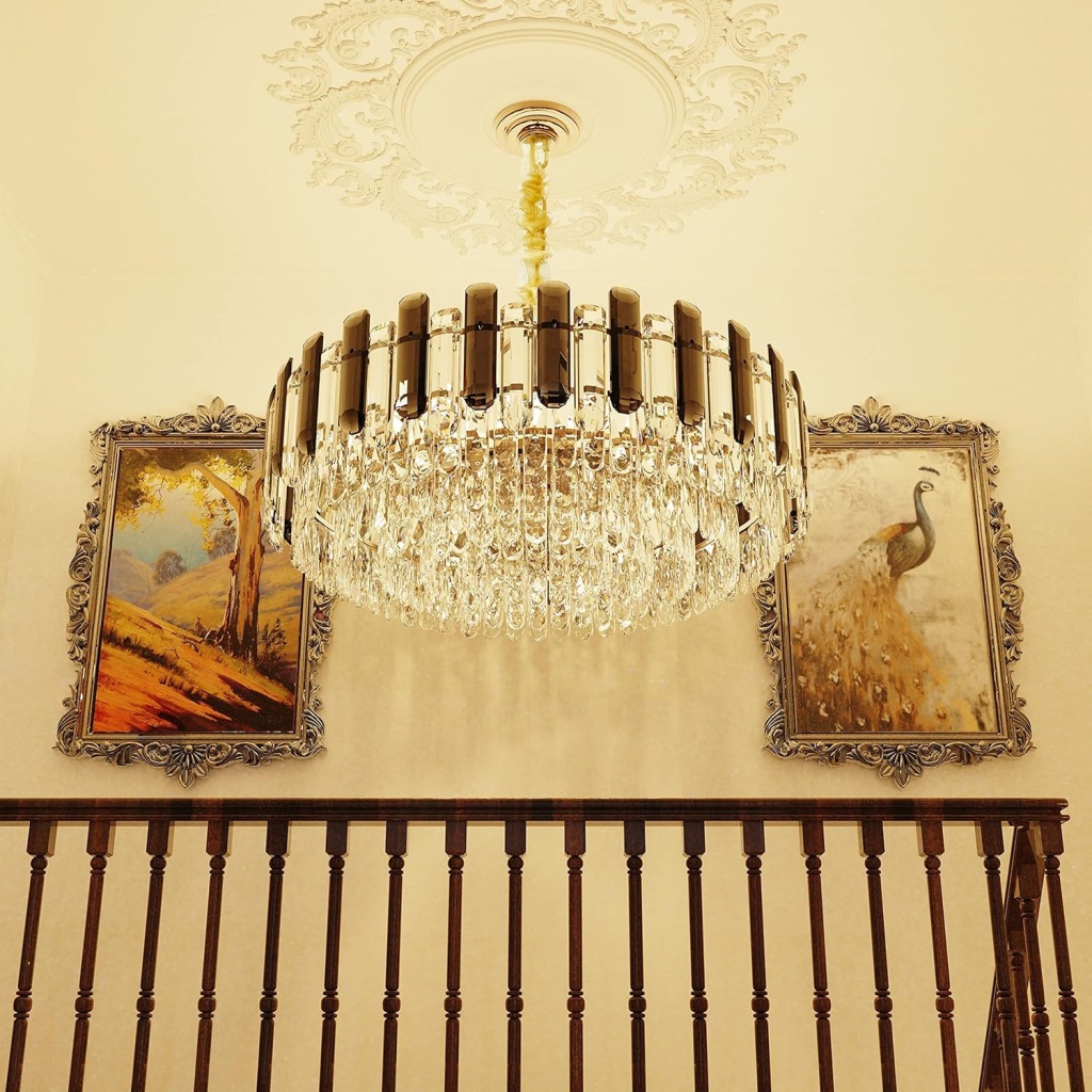 Luxury Round Crystal Chandelier | FazNova Ceiling Chandelier | Elegant & Modern Lighting for Sophisticated Interiors