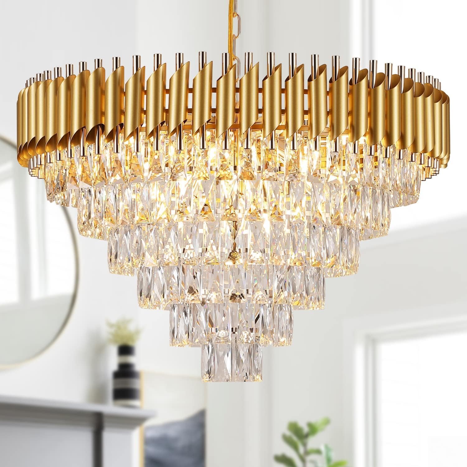 Golden Crystal Chandeliers | Luxurious Crystal Lighting for Elegant Interiors